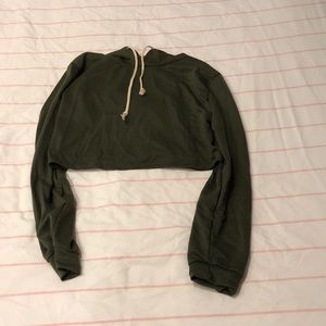 Cropped hooded drawstring sweatshirt